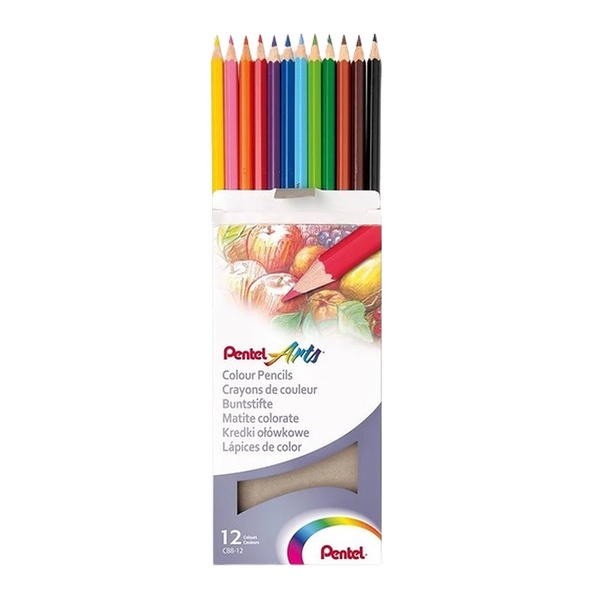 Lápis de Cor Pentel Lápis 12 Cores Uso Artístico