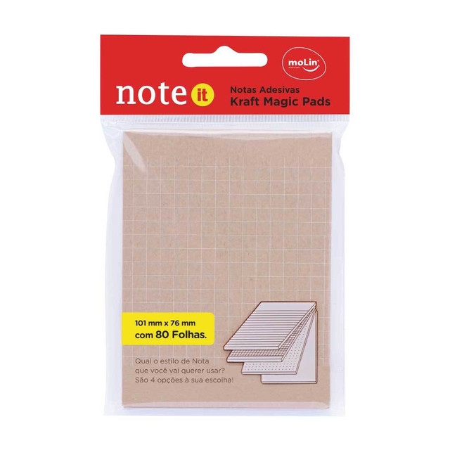 Bloco de Notas Molin Adesiva Magic Kraft com 80 Folhas