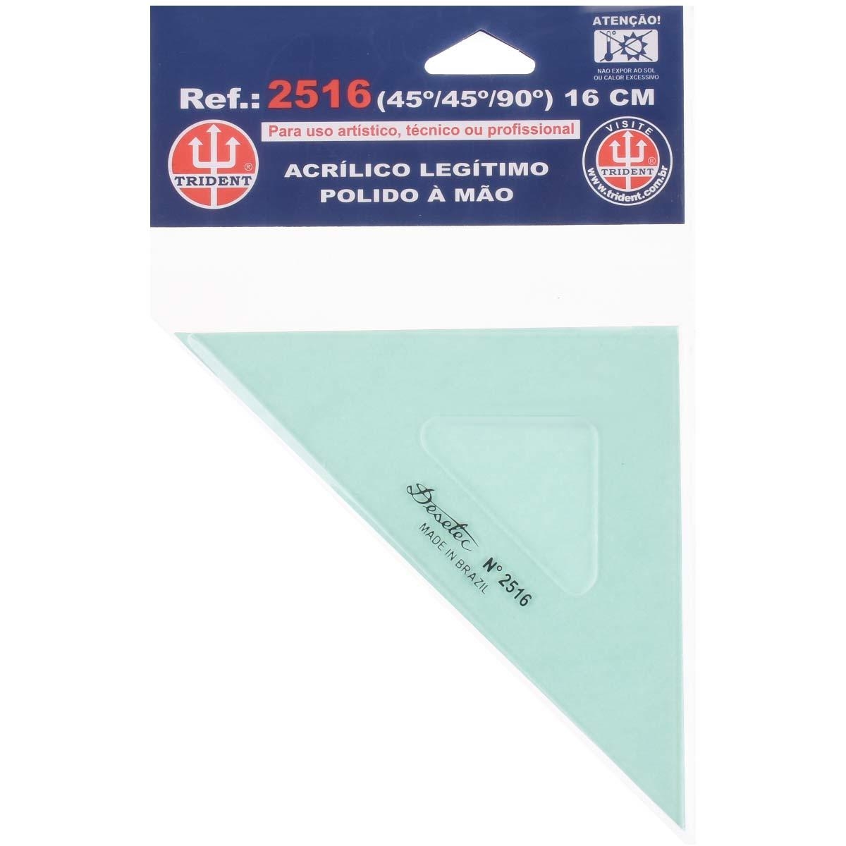 Esquadro Acrílico Trident 45x16 cm Transparente 2mm Cristal