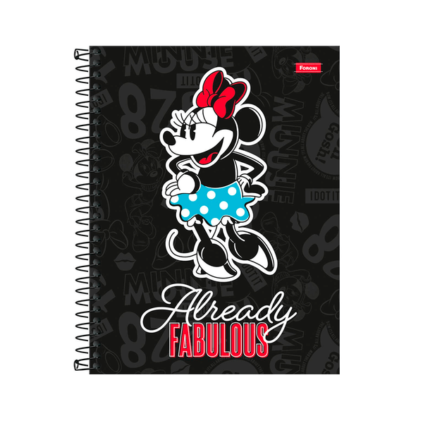 Caderno Universitário Foroni College Minnie 80 Folhas 1x1 Sortido