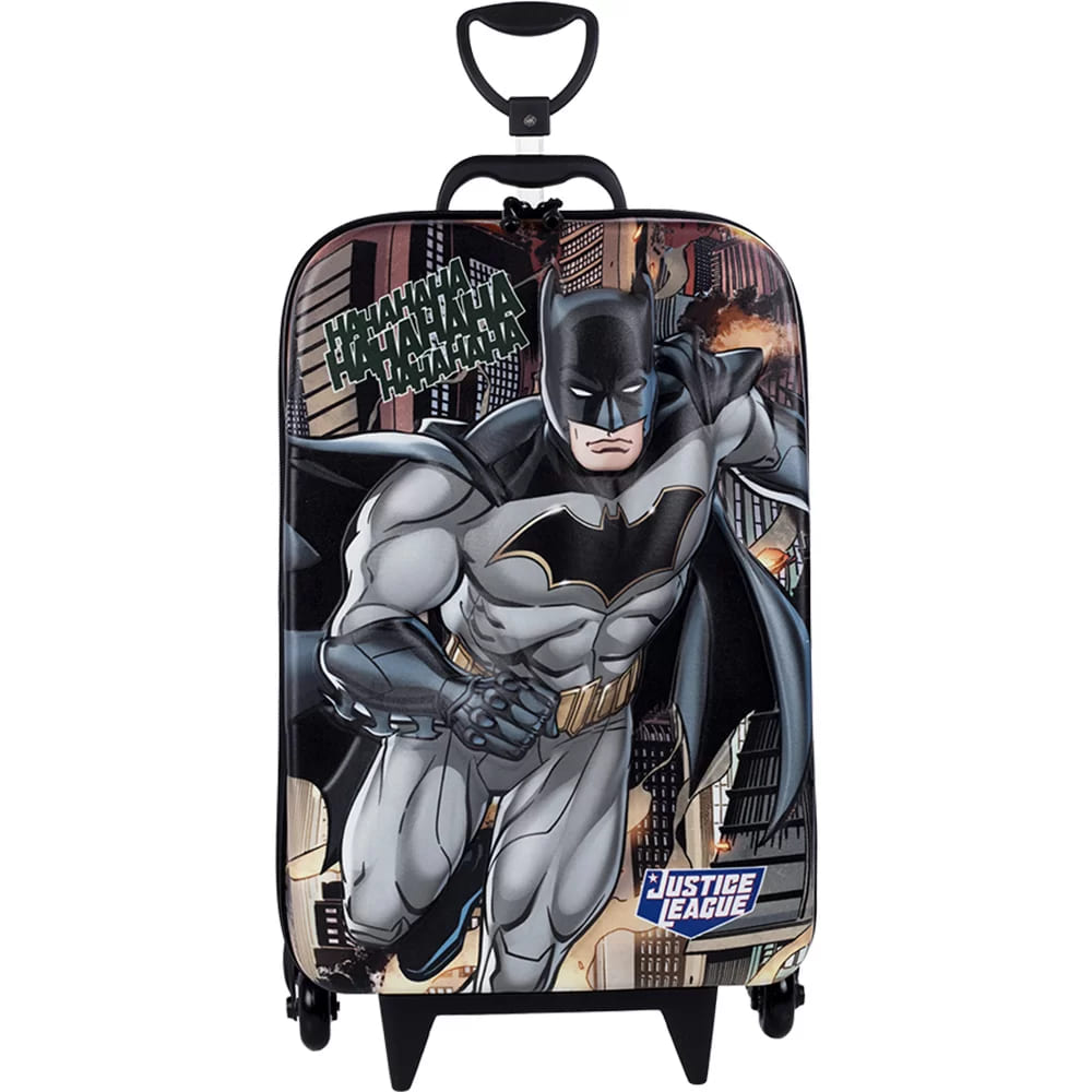 Mochila com Rodas Infantil Diplomata Liga Justiça Batman Rodinha Tripla Grande