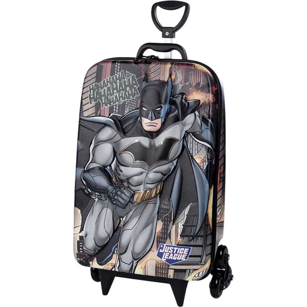 Mochila com Rodas Infantil Diplomata Liga Justiça Batman Rodinha Tripla Grande