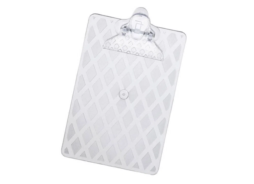 Prancheta Acrílica Waleu Pequena Cristal com Prendedor Plástico