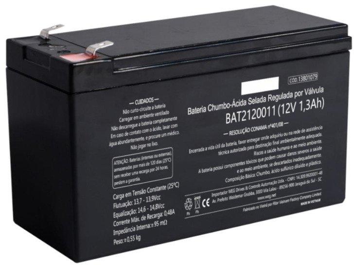 Bateria Selada para Alarmes 1,3 Ah 12V WEG 13801079