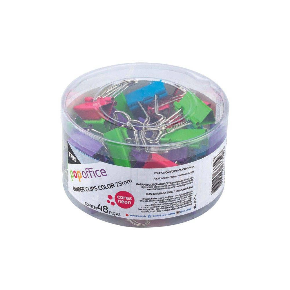 Prendedor TRIS Binder Clips Metal 25mm Color Sortido