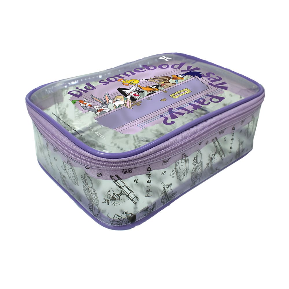 Estojo Escolar DAC Baú Warner 100 Grande em PVC Cristal com Ziper