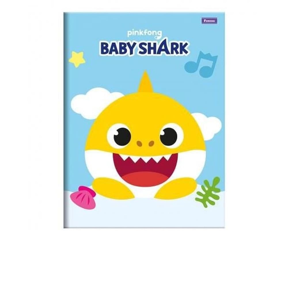 Caderno Universitário Foroni Baby Shark Capa Dura Brochura 96 Folhas