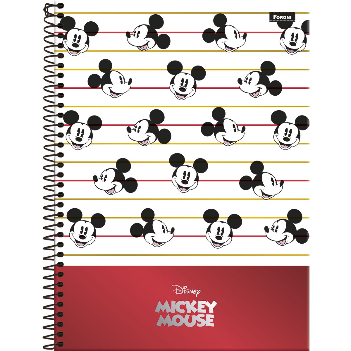 Caderno Universitário Foroni Mickey Mouse Capa Dura 160 Folhas 10 Matérias Sortido