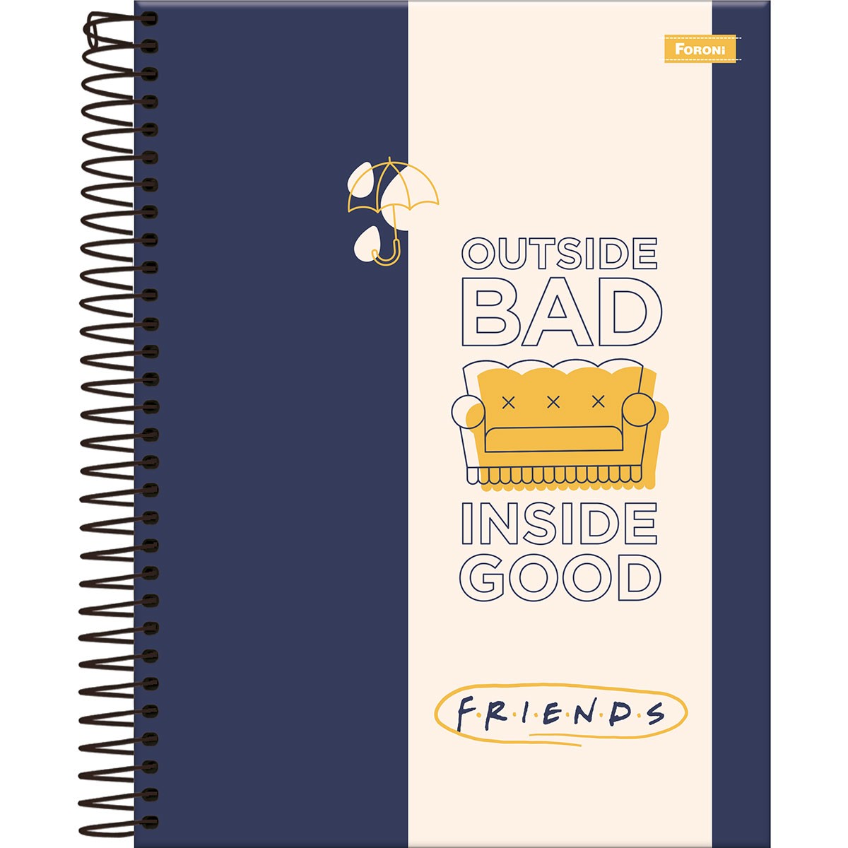 Caderno Universitário Foroni Friends Colegial Médio Capa Dura 160 Folhas com 10 Matérias Sortido