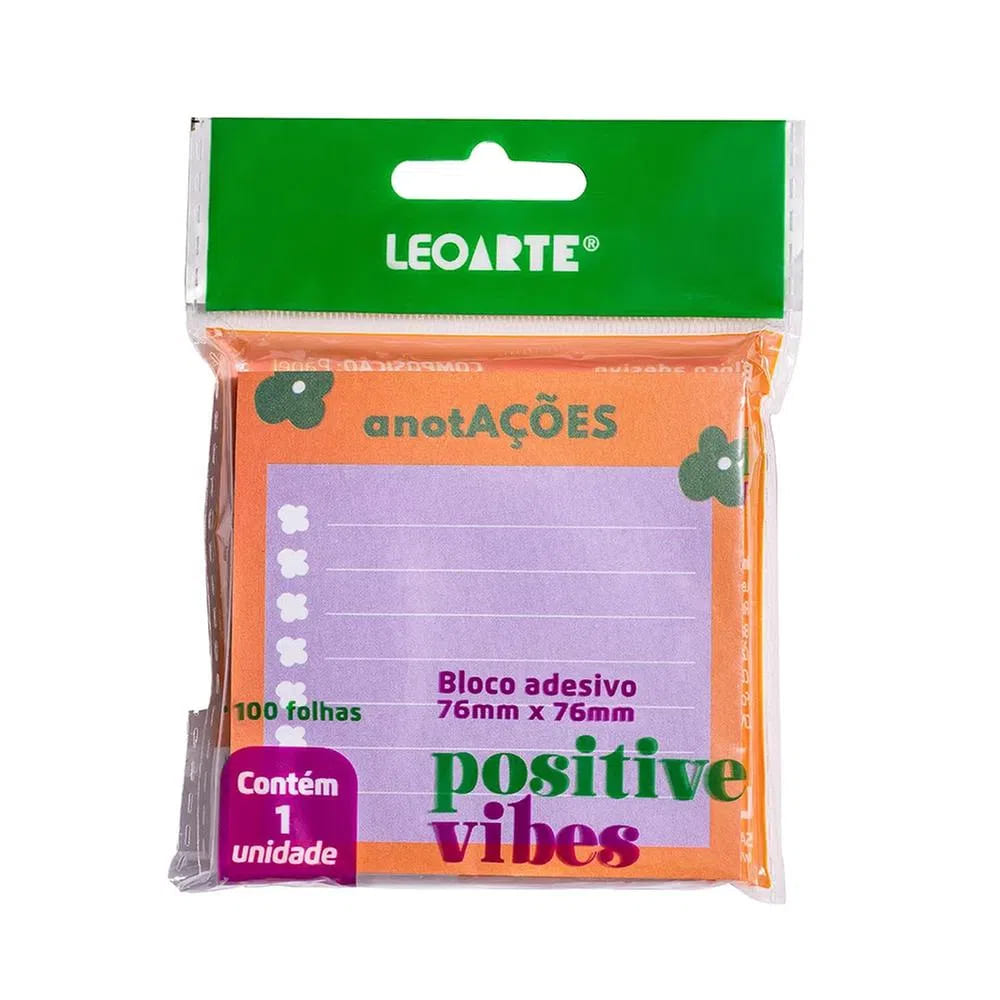 Bloco Adesivo Leo e Leo Positive 76x76mm Vibes 100 Folhas