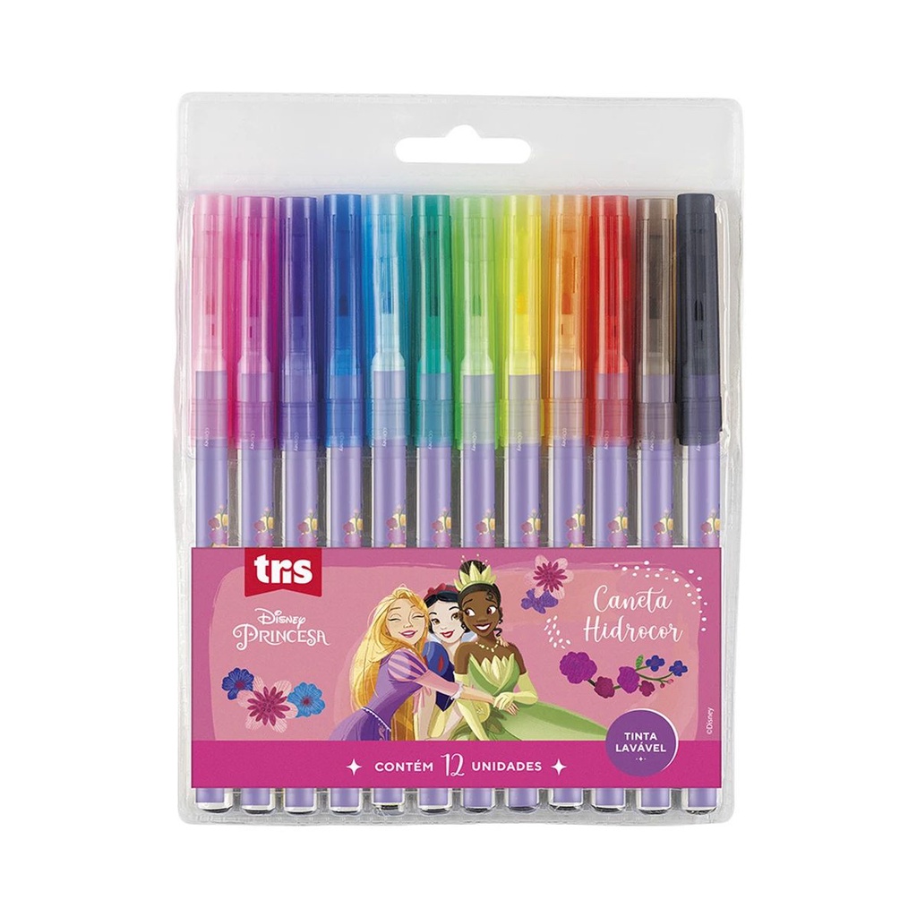 Canetinha Hidrocor TRIS Princesas Ponta Fina 12 Cores
