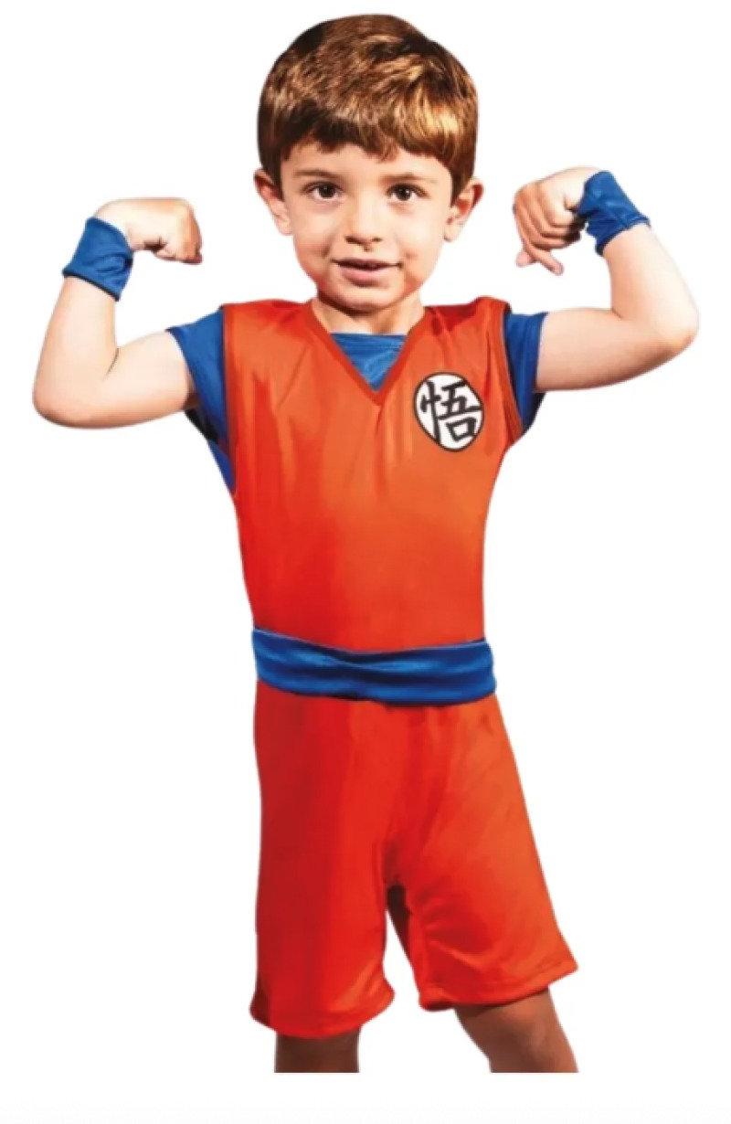 Fantasia Infantil Anime Mangá Dragon Ball Goku Tam G Super Magia com Munhequeira