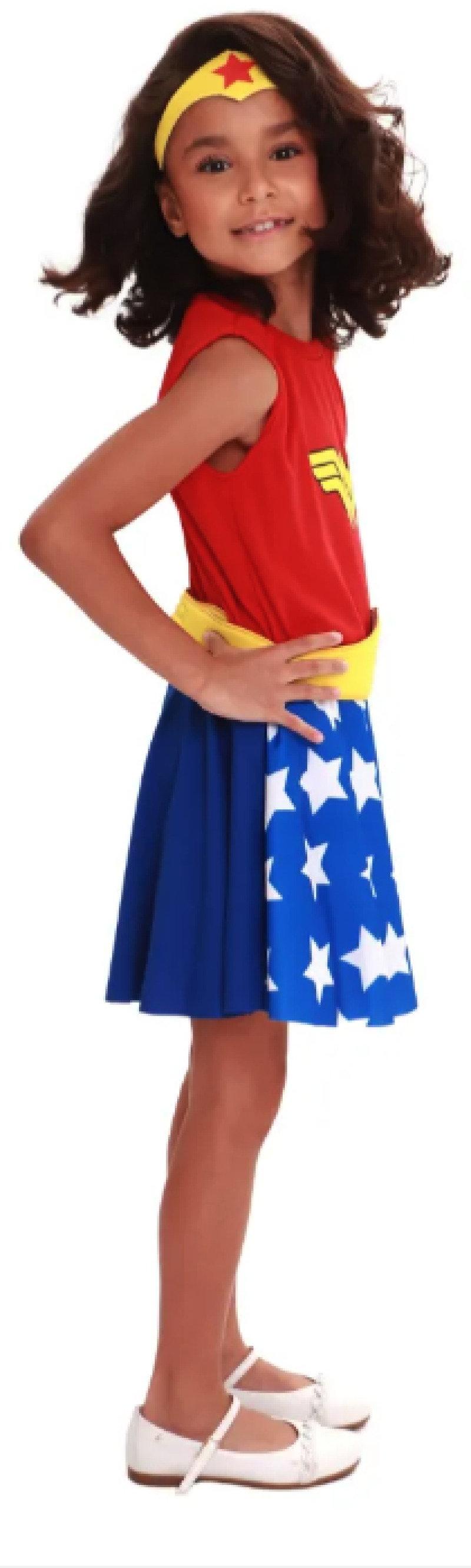 Fantasia Infantil Mulher Maravilha Tam M Clássica Super Magia