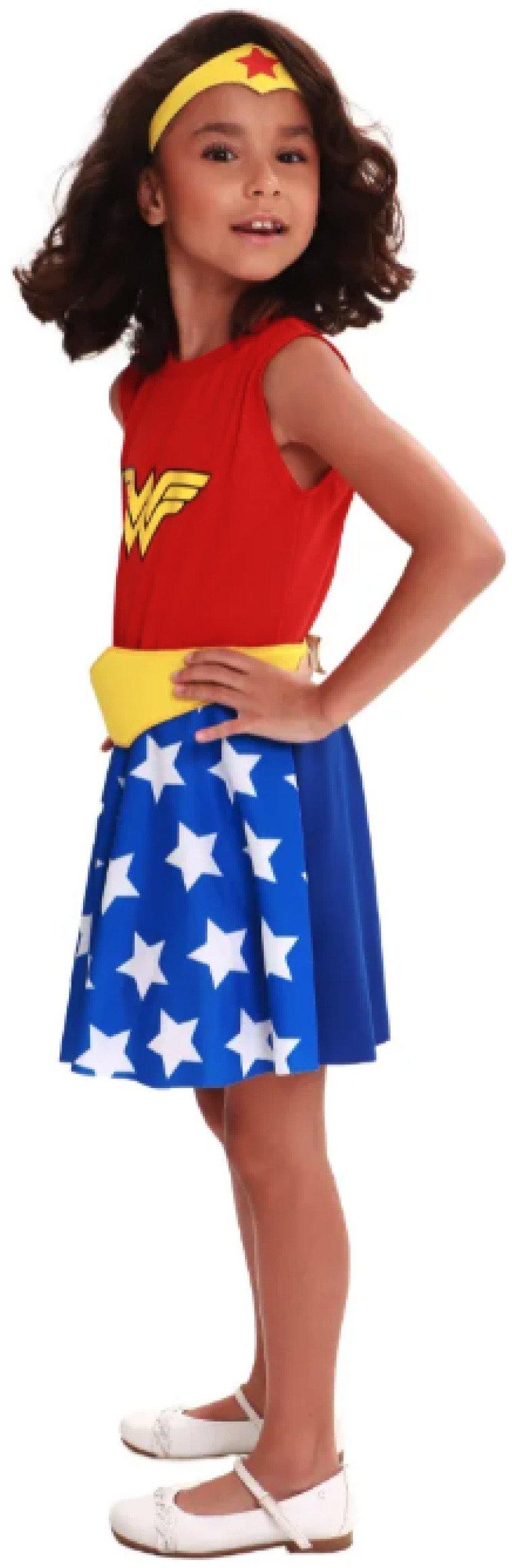 Fantasia Infantil Mulher Maravilha Tam M Clássica Super Magia