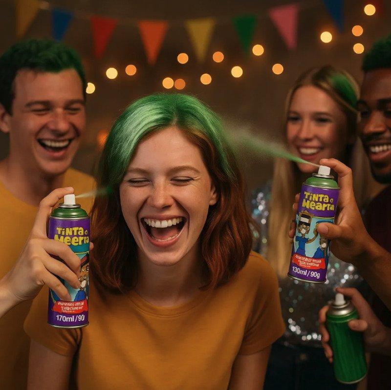 Tinta da Alegria Spray Colorido 150 ml Carnaval Verde