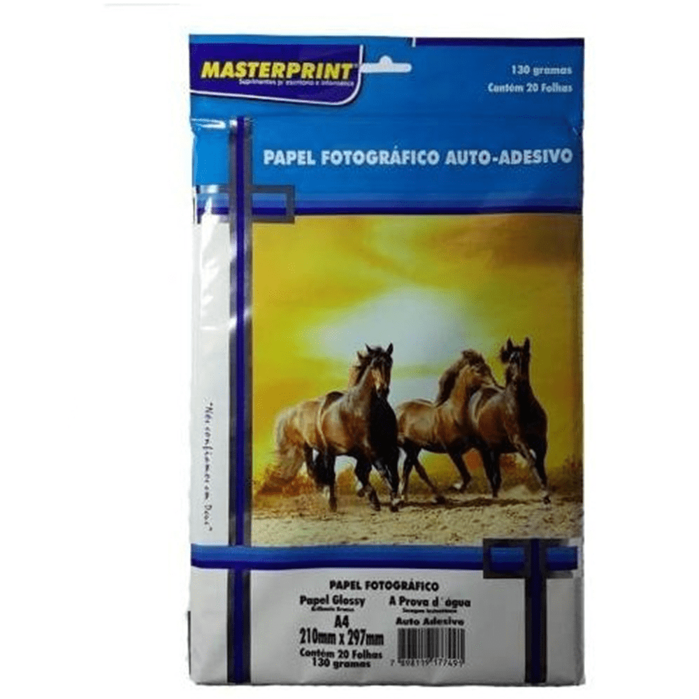 Papel Photo Masterprint A4 Auto Adesivo 130GR com 20 Folhas