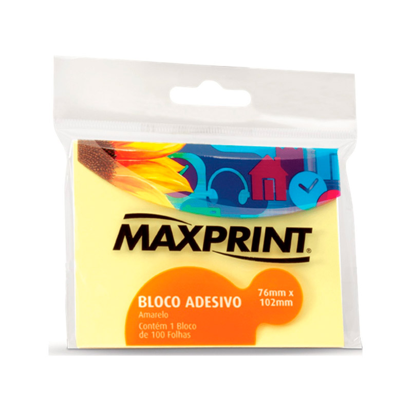 Bloco Adesivo Maxprint 76x102 Grande Amarelo