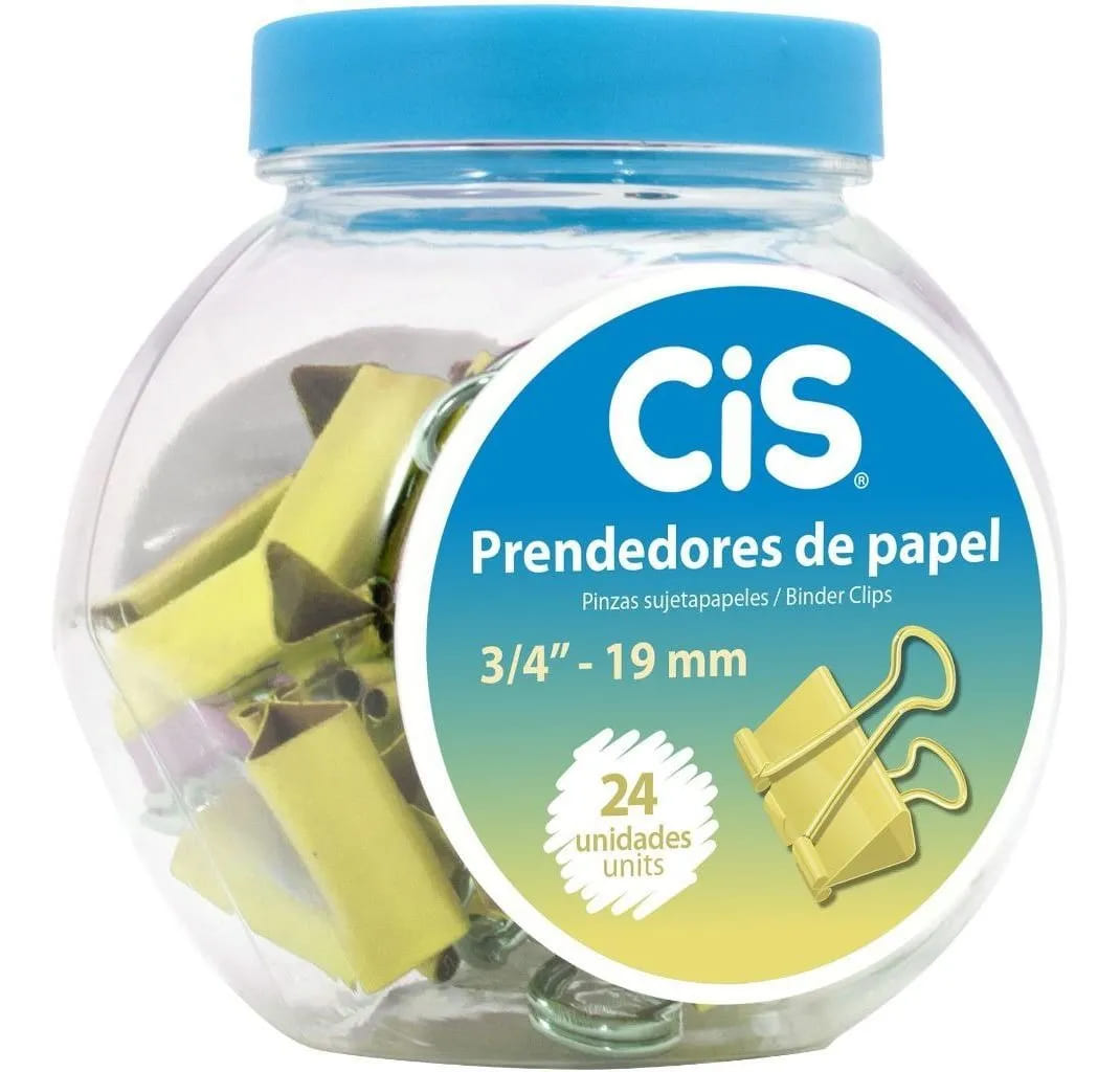 Prendedor de Papel CIS 19mm Metálico Ouro