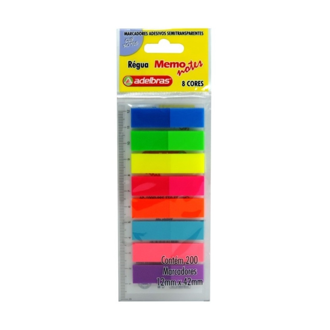 Marca Páginas Adelbras com Régua 12x42 8 Cores Neon