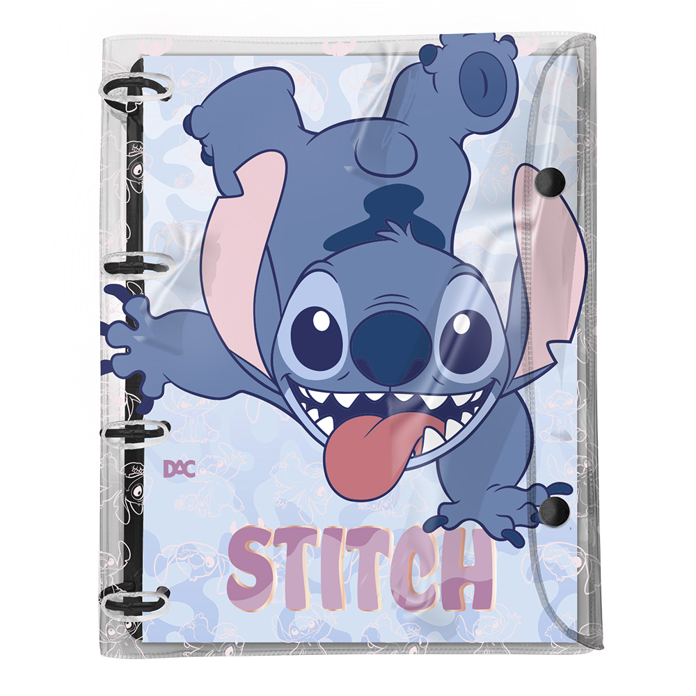Fichário DAC Universitário Disney Stitch em PVC Cristal 192 Folhas Decoradas