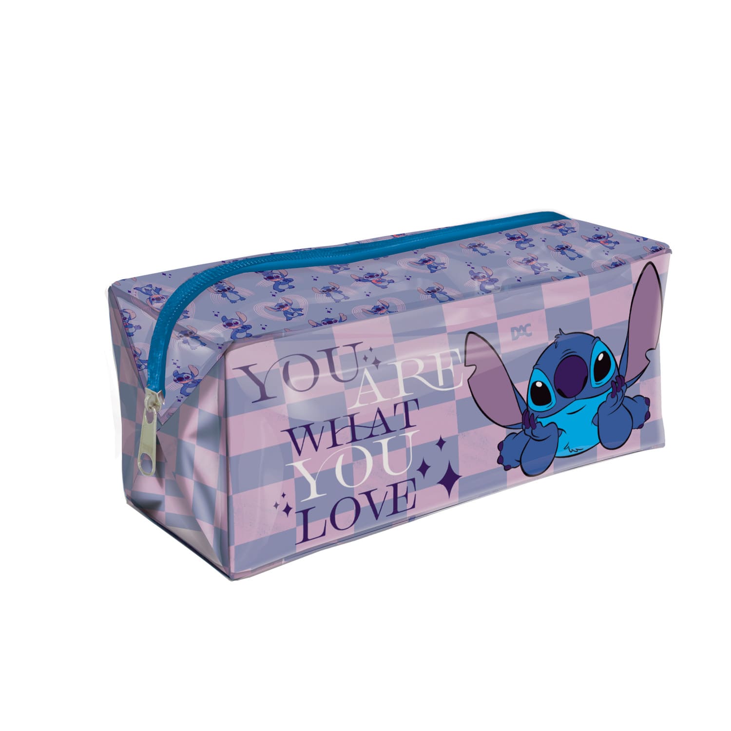 Estojo Escolar DAC Disney Stitch Grande em PVC Cristal com zíper