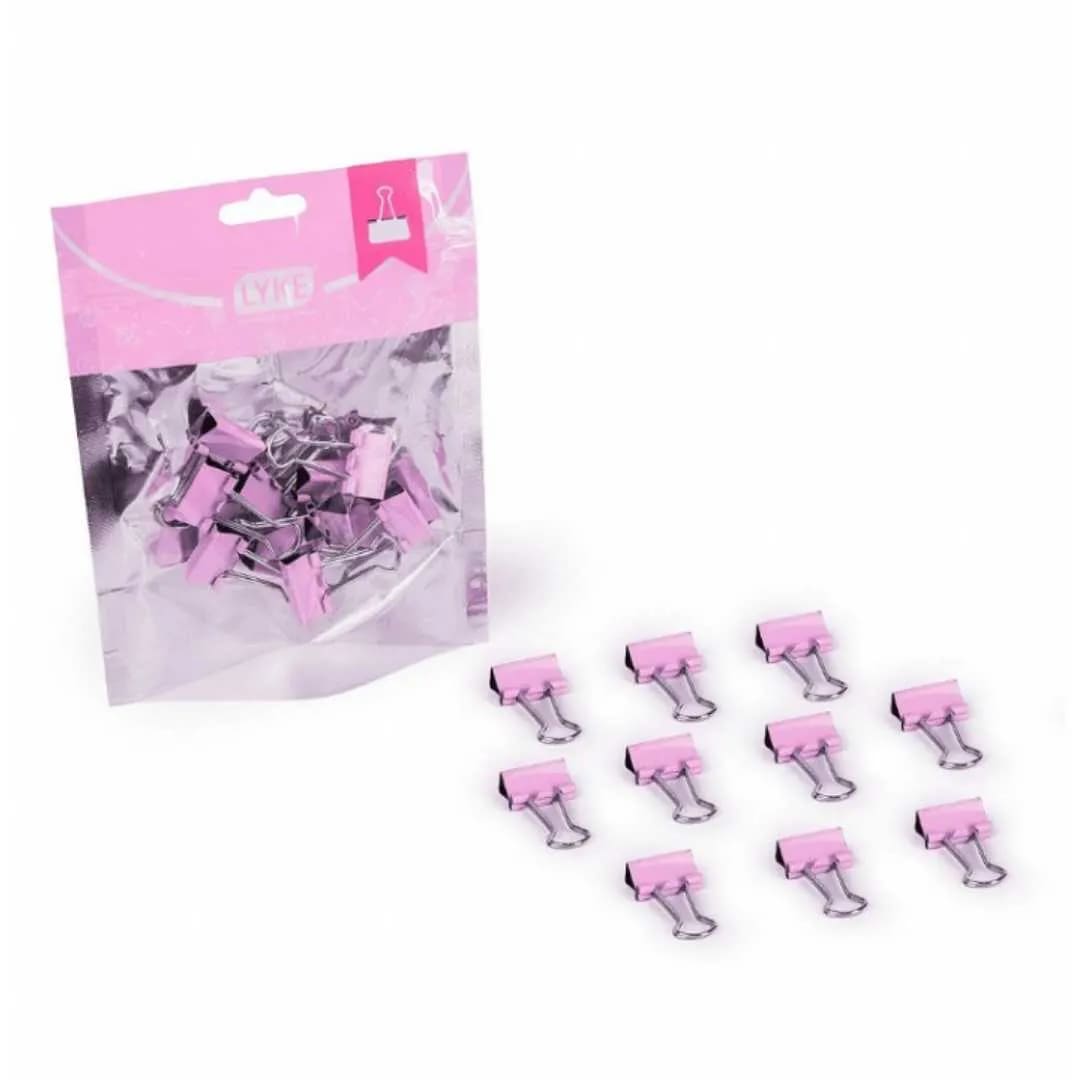 Prendedor de Papel Lyke 19mm 12 Unidades Rosa Pastel