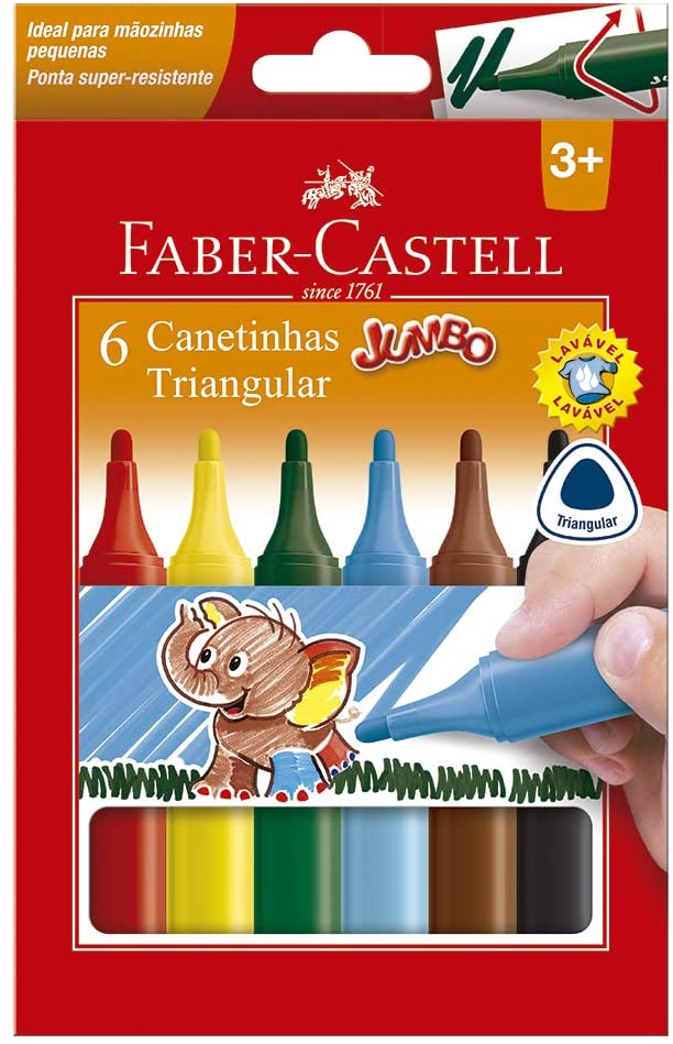 Caneta Hidrográfica Faber-Castell 6 Cores Jumbo