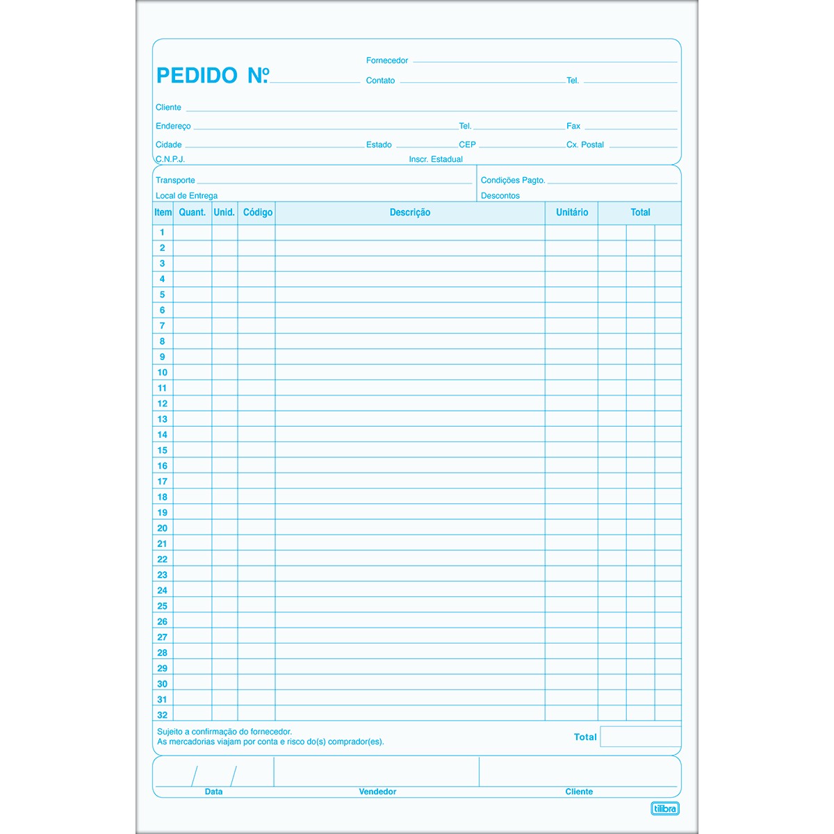 Talão de Pedido 1/18 1 Via Médio 50 Folhas