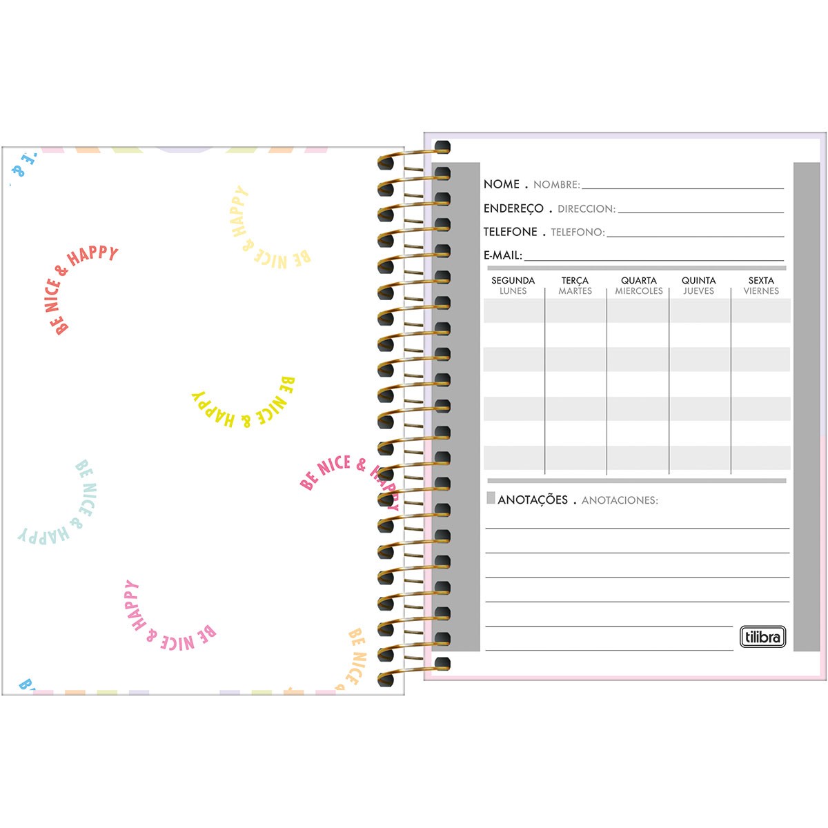 Caderneta Tilibra Espiral 1/8 Happy Colors Capa Dura 80 Folhas