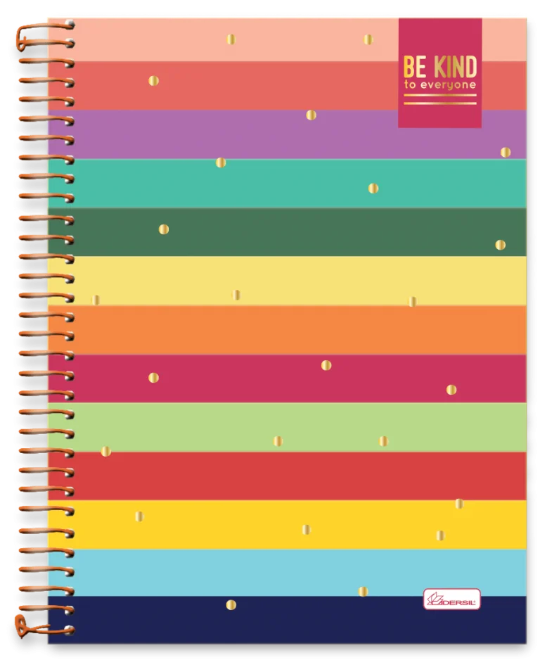 Caderno Universitário Cadersil BE KIND 10 matérias Capa Dura 160 Folhas Sortido