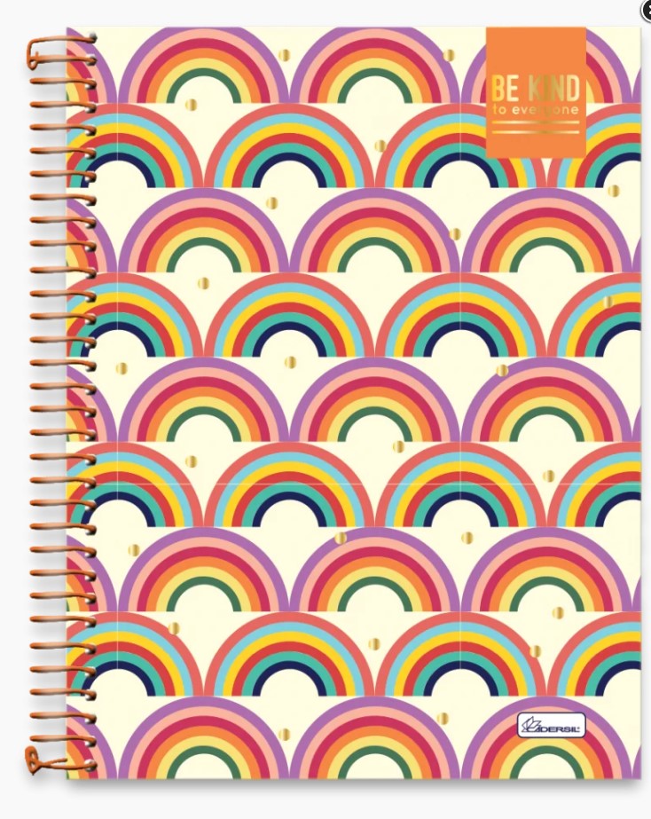 Caderno Universitário Cadersil BE KIND 10 matérias Capa Dura 160 Folhas Sortido