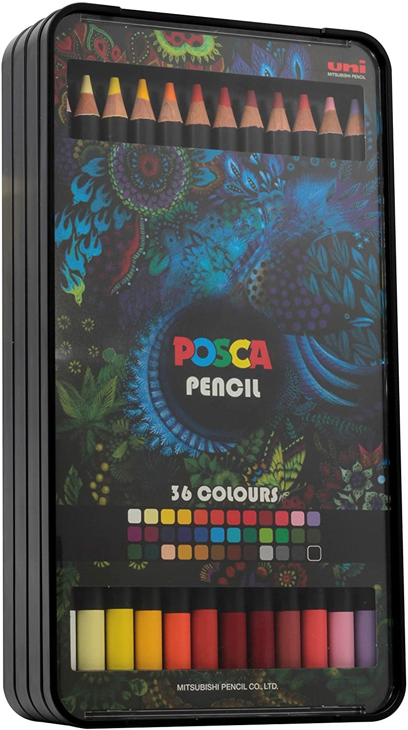 Lápis de Cor Uni-Ball Profissional Posca Multicor Estojo com 36 cores