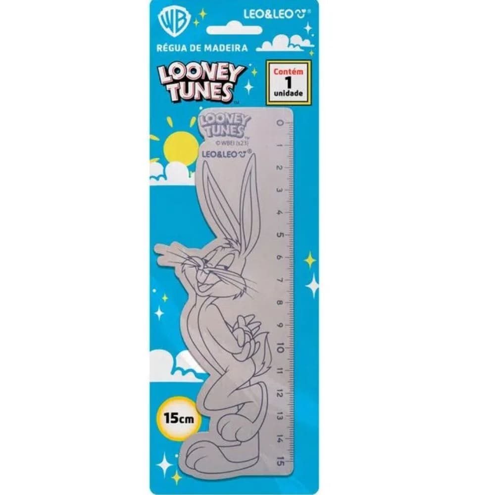 Régua Leo e Leo de Madeira Lonney Tunes 15cm Unidade