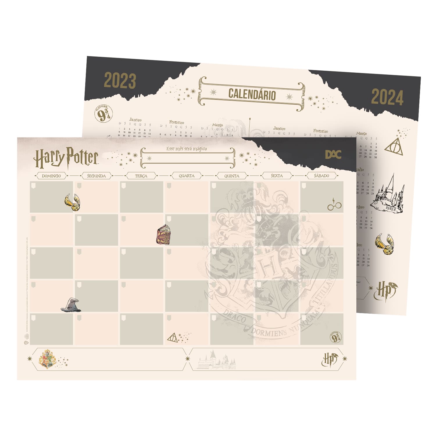Bloco DAC Warner Harry Potter Mensal de Anotações com 13 Folhas + Calendário 2023/2024