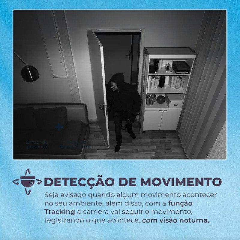 Câmera Wi-Fi Full HD Interna Inteligente Giratória Botão de Chamada Ekaza EKGDT4117B