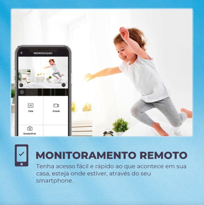 Câmera Wi-Fi Full HD Interna Inteligente Giratória Botão de Chamada Ekaza EKGDT4117B