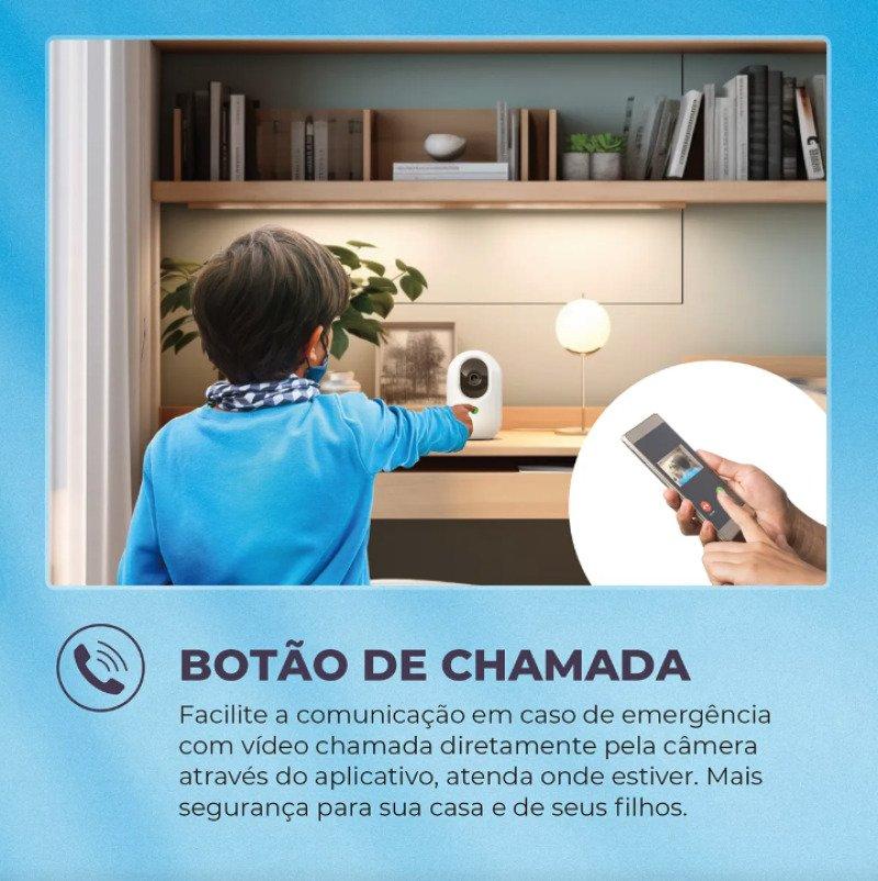 Câmera Wi-Fi Full HD Interna Inteligente Giratória Botão de Chamada Ekaza EKGDT4117B
