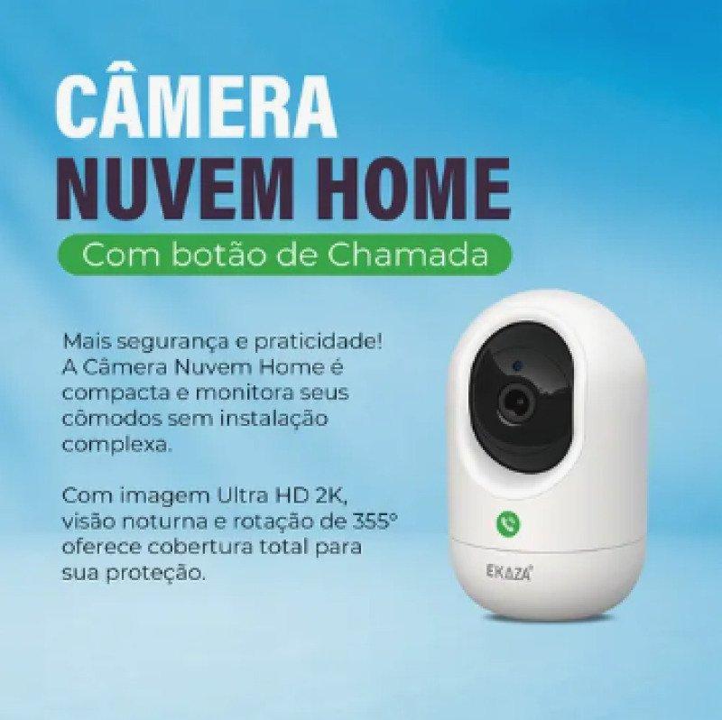 Câmera Wi-Fi Full HD Interna Inteligente Giratória Botão de Chamada Ekaza EKGDT4117B