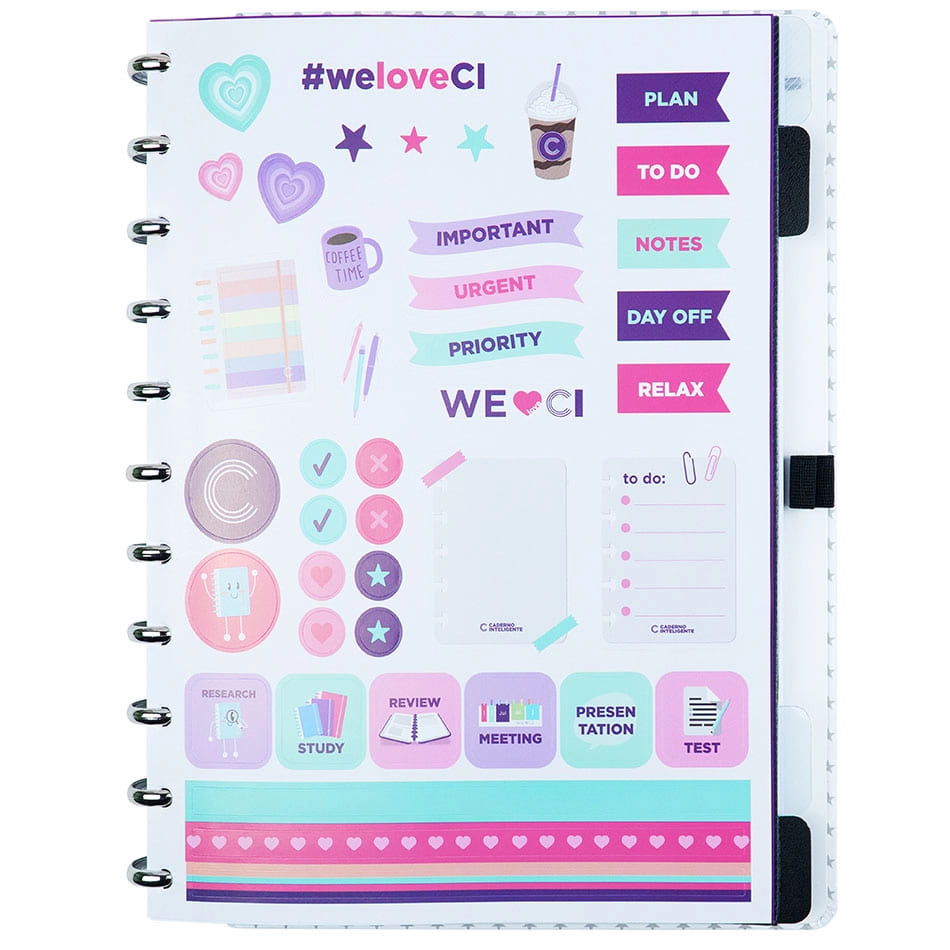 Caderno Inteligente Super Star Grande 60 Folhas com Pauta e 20 Folhas Lisas