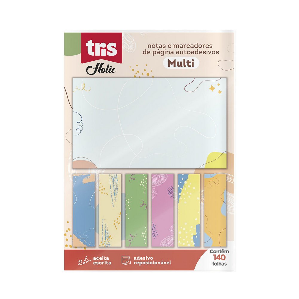 Kit Bloco Autoadesivo TRIS Holic Motiv com 140 Folhas
