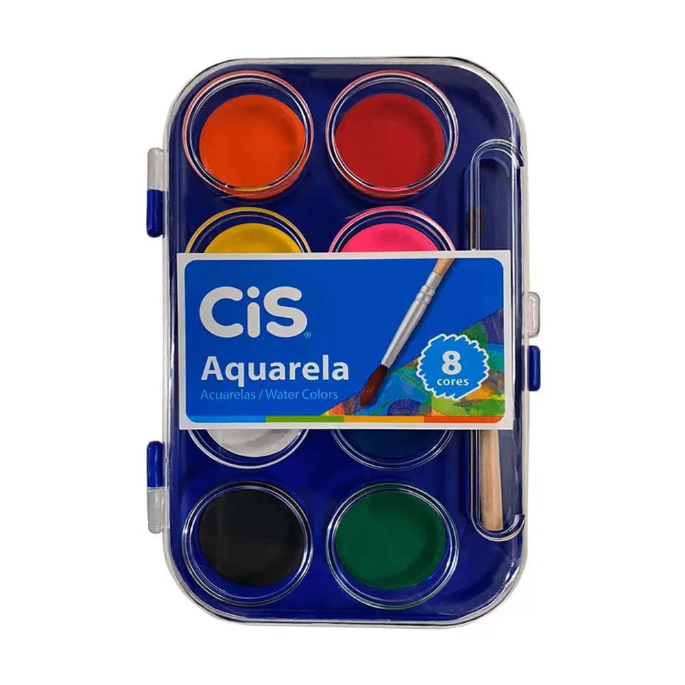 Tinta Aquarela CIS com 8 Cores Multicolor