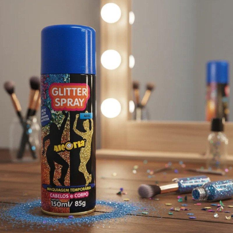 Glitter Spray Cabelo e Corporal 150 ml Da Alegria Carnaval Azul