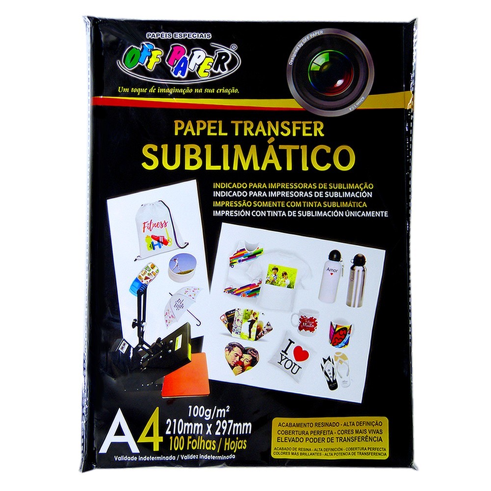Papel Off Paper Transfer Sublimático A4 com 100 Folhas