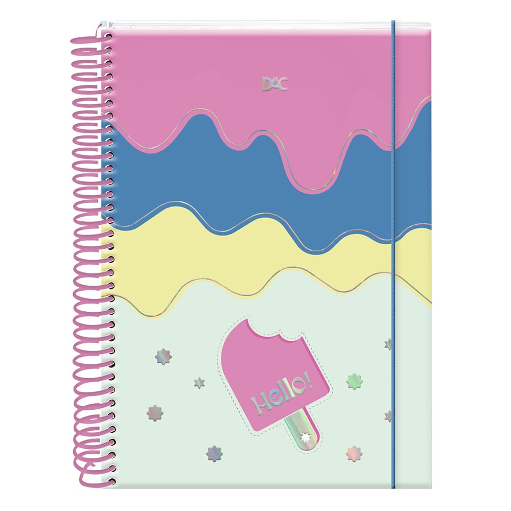 Caderno DAC Colegial Hello 10 Matérias com 160 Folhas Decoradas