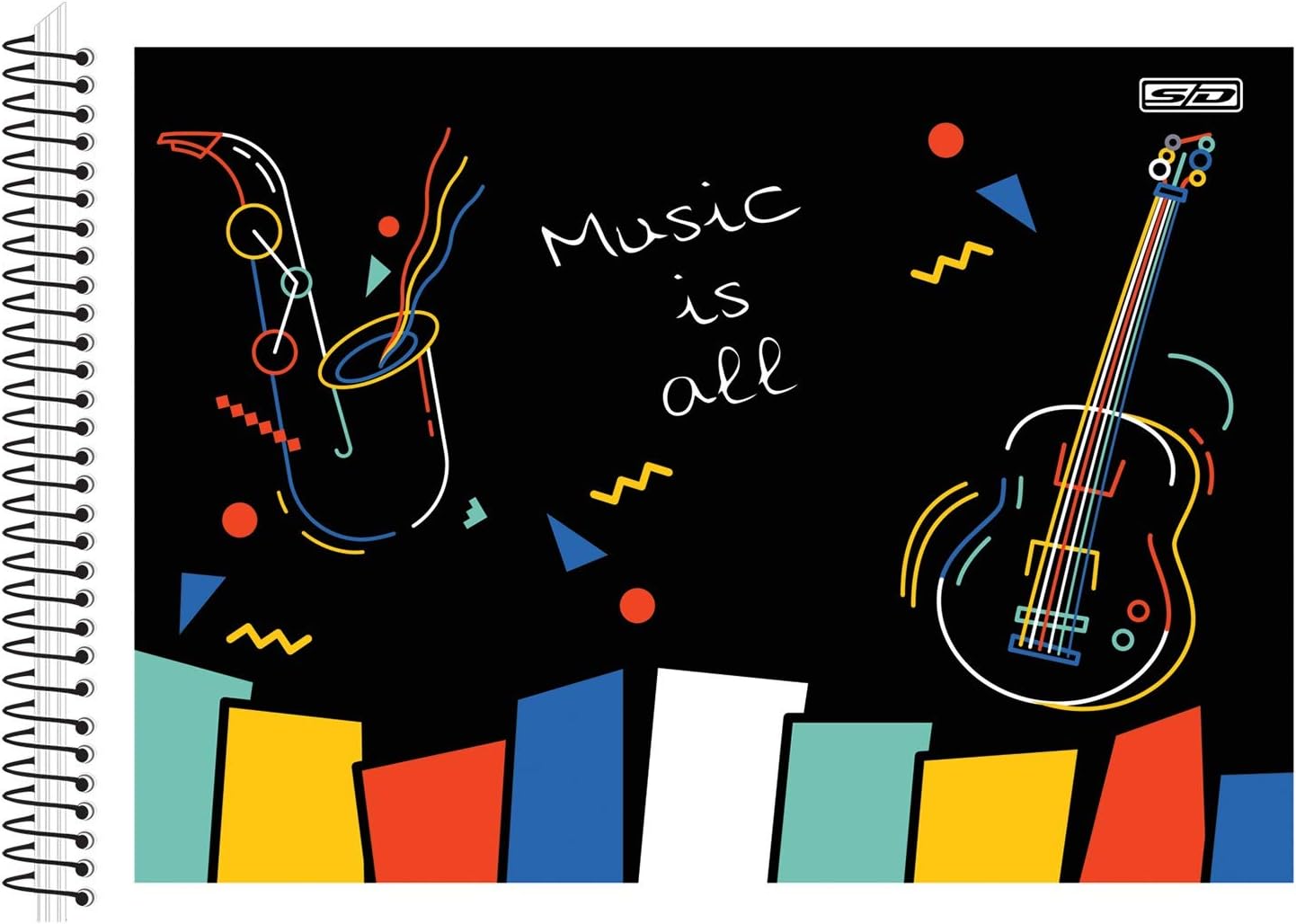 Caderno de Musica São Domingos 1/4 Pequeno 96 Folhas Unidade Sortido