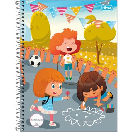 Caderno Universitário Tilibra Quadriculado Sapeca Espiral Capa Dura 96 Folhas com 1 Matéria Sortido