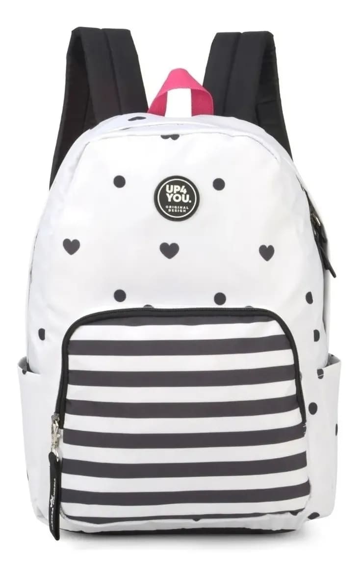 Mochila Costa Luxcel Up4you Coração Grande com Detalhes Branco