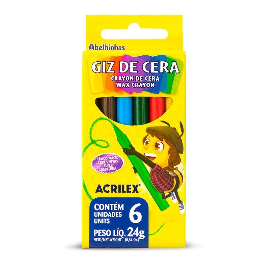Giz de Cera Acrilex com 6 Cores