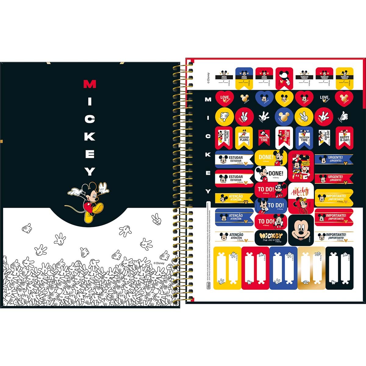 Caderno Universitário Tilibra Mickey Mouse Capa Dura 160 Folhas 10 Matéria
