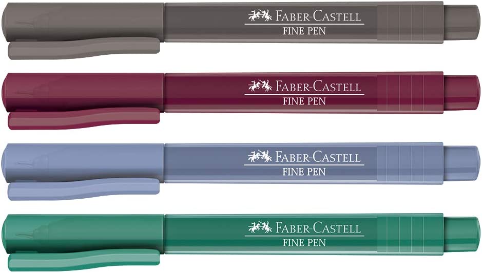 Caneta Faber Castell Fine Pen com 4 Unidades Ponta Fina